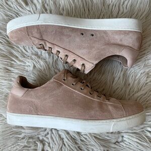 Gianvito Rossi Men’s Suede Leather Trimmed Pink Low Top Lace Up Sneakers EUC 43